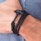 Black Leather Bracelet Anchor Black Hope