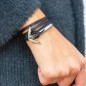 Leather Bracelet Black Curved Anchor