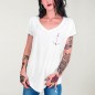 Camiseta Cuello V Mujer Blanca Minimal Anchor