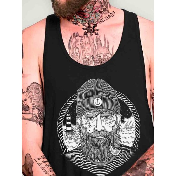 Men Tank Top Black Dark Captain