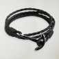 Bracelet cuir noir Ancre Noir Hope