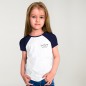 T-shirt Mädchen Weiß / Marineblau Baseball Paper Ship