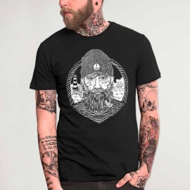 Men T-Shirt Black Dark Captain