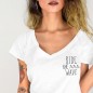 Women T-shirt V-neck White Aloha