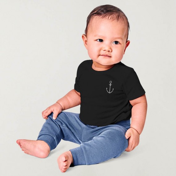 Baby T-shirt Black Anchor Simple