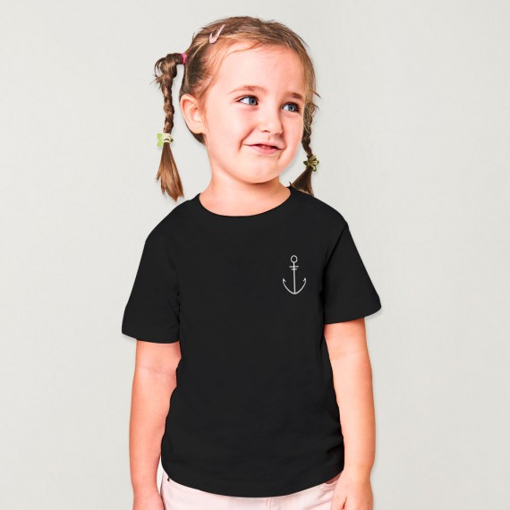 T-shirt Mädchen Schwarz Anchor Simple