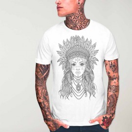 Men T-Shirt White Indian Girl