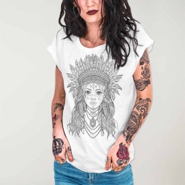 T-shirt Femme Blanc Indian Girl