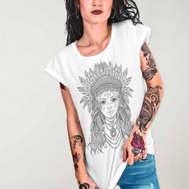 Women T-shirt White Indian Girl