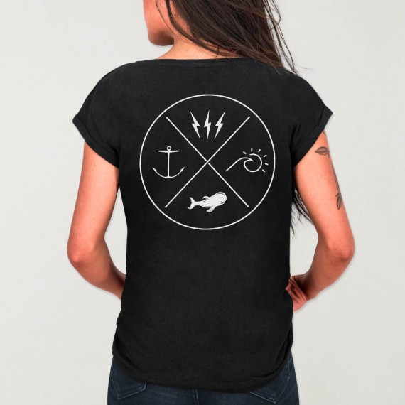 Women T-shirt Black Crossed Ideals