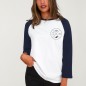 Shirt 3/4 Ärmeln Damen Weiß/Marineblau Baseball Crossed Ideals