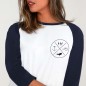Camiseta con manga 3/4 de Mujer Blanca/Azul Marino Baseball Crossed Ideals