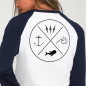 3/4 Sleeve Women T-Shirt White/Navy Baseball Crossed Ideals
