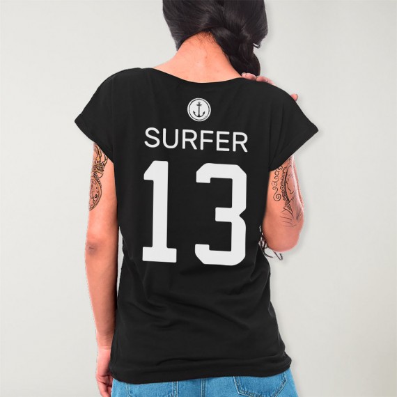 T-shirt Damen Schwarz Surfer 13