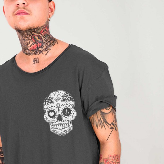 T-shirt Herren mit U-Ausschnitt Anthrazitgrauer Oaxaca Soul