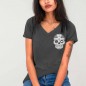 T-shirt mit V-Ausschnitt Damen Anthrazitgrauer Oaxaca Soul