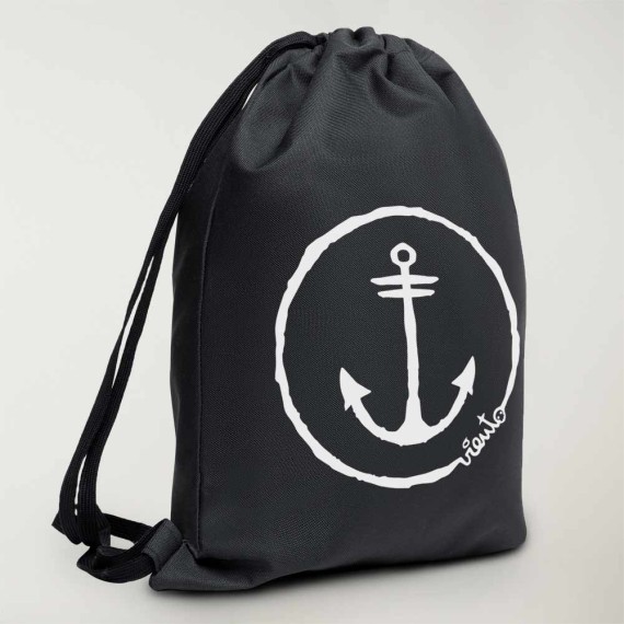 Dawstring Bag Black Gymsack Anchor Logo