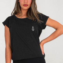 T-shirt Damen Schwarz Anchor Simple