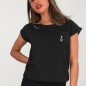 Women T-shirt Black Anchor Simple