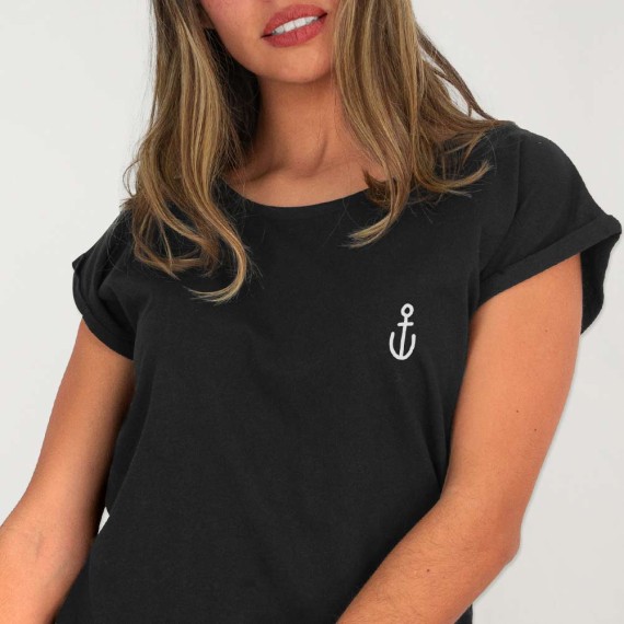 T-shirt Femme Noir Anchor Simple