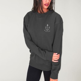 Women Sweatshirt Charcoal Happy Anchor