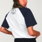 Camiseta Unisex Blanca / Azul Marino Baseball Paper Ship