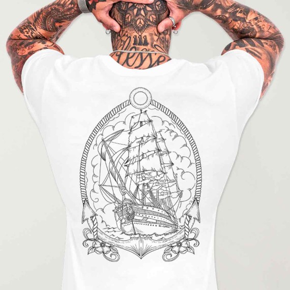 T-shirt Homme Blanc Tattoo Sailor