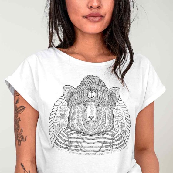 Women T-shirt White Ahoi Bear