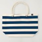 Strandtasche aus Baumwolle Natur / Marineblau