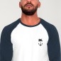Shirt 3/4 Ärmeln Herren Weiß/Marineblau Baseball Tropical Anchor