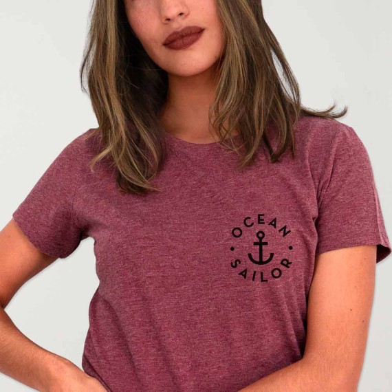 T-shirt Damen Burgunderrot Anchor Letters