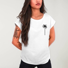 T-shirt Damen Weiß Paradise Palm