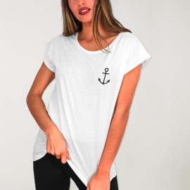 Women T-shirt White Elegant Anchor