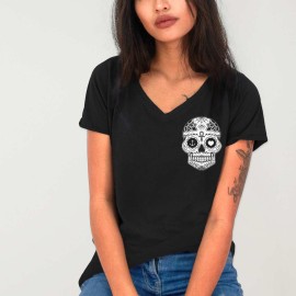Camiseta Cuello V Mujer Negra Oaxaca Soul