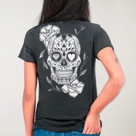 Camiseta de Mujer Ébano Mexican Skull