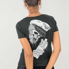 T-shirt Damen Dark Lead Drunk Skull Remastered
