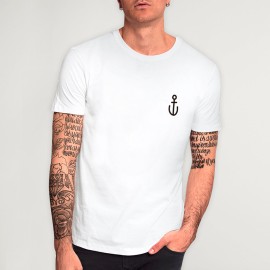 Men T-Shirt White Anchor Simple