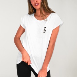 Women T-shirt White Anchor Simple