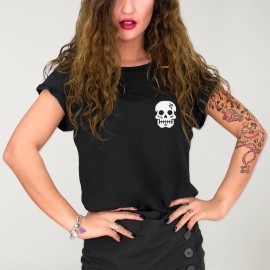 T-shirt Damen Schwarz Snake Skull