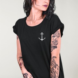 Women T-shirt Black Real Anchor