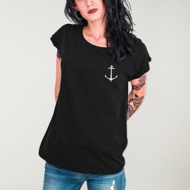 T-shirt Damen Schwarz Real Anchor