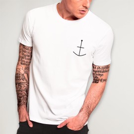 Men T-Shirt White Abstract Anchor