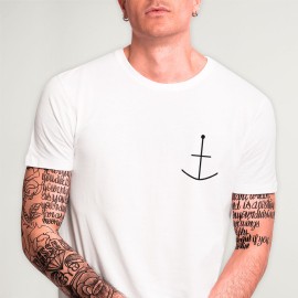 Men T-Shirt White Abstract Anchor