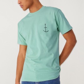 Men T-Shirt Green Mint Abstract Anchor