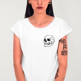T-shirt Femme Blanc Skull Logo