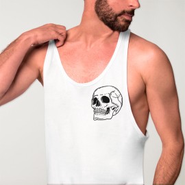 Débardeur Homme Blanc Skull Logo