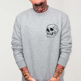 Sweat Homme Gris Chiné Skull Logo