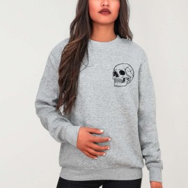 Women Sweatshirt Heather Gray Skull Logo