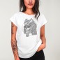 T-shirt Femme Blanc Samurai Skull