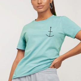 Camiseta de Mujer Verde Menta Abstract Anchor